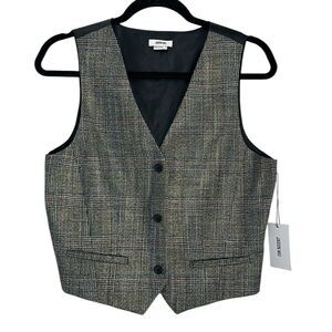 NWT Jason Wu Vest Plaid Adjustable Tweed Vest With Gold Threading Size M